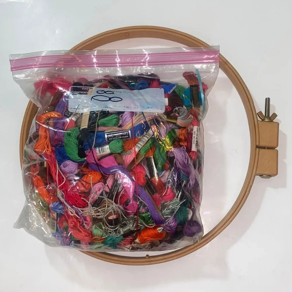 Craft Hoops And Colorful Embroidery Floss Bundle USAD